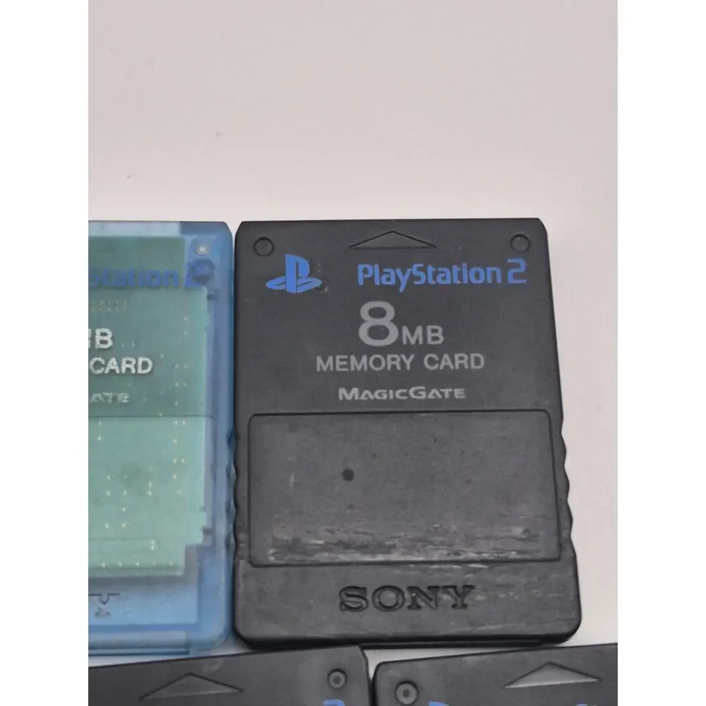 Lot of 5 PlayStation 2 8MB Memory Cards 4 Black 1 Blue SCPH-10020 Tested